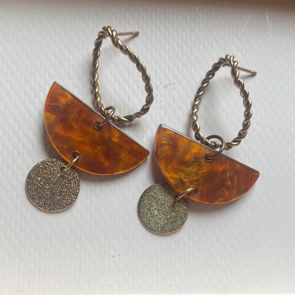 Gold and Brown Statement Earrings